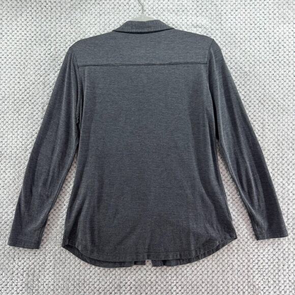 J McLaughlin Top Womens S Gray Silk Blend Stretch Button Front Shirt Long Sleeve - Picture 5 of 11